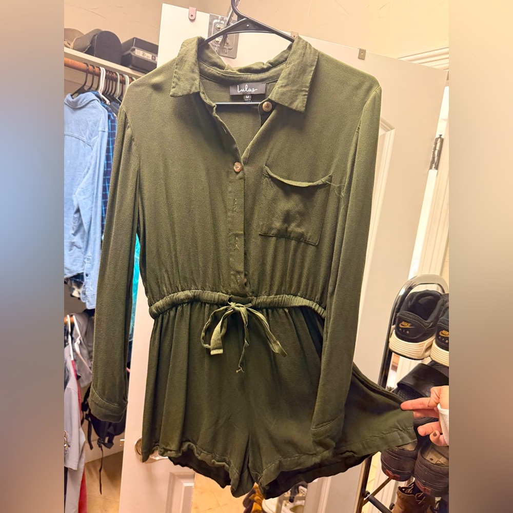 Olive Long-sleeved Romper